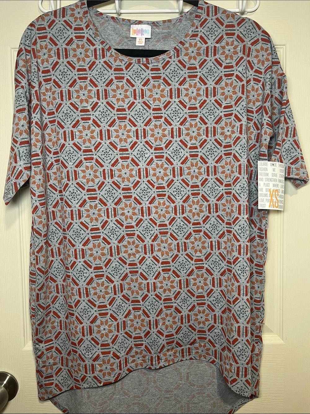 LuLaRoe Women's Tunic - Gray & Rust Geometric